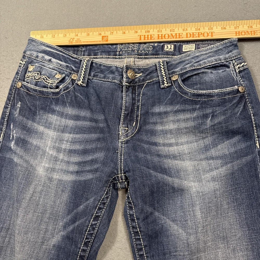Miss Me jeans womens 33 eASY boot stretch jE1049EX embellished tHICK sTITCH - Picture 6 of 12